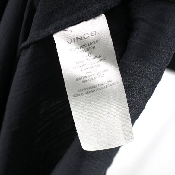 Vince Crushed Satin V-Neck Button Up Deep Azul Blue Long Sleeve Blouse Top Large - Picture 7 of 7